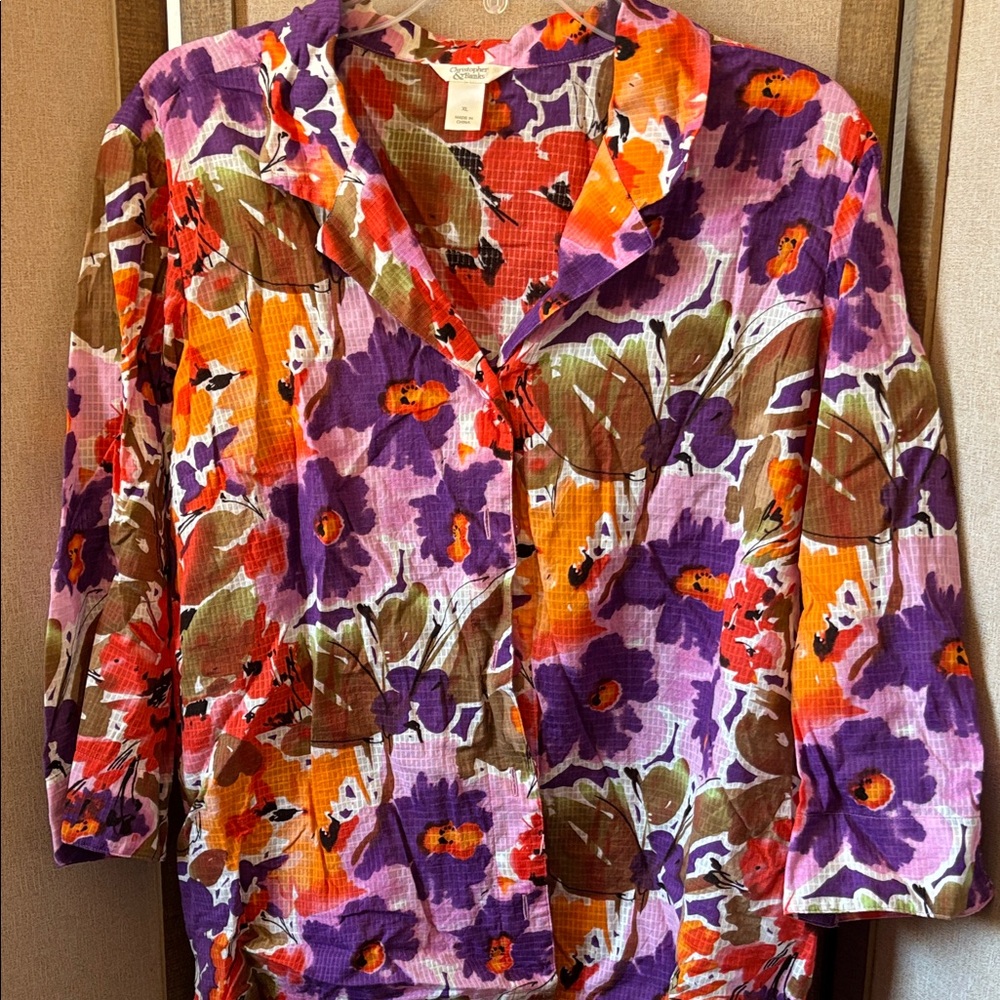 Christopher & Banks Multicolor Floral Blouse xl